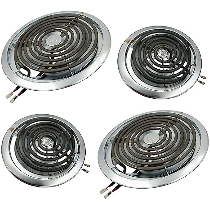 WB30M1 WB30M2 GE Electric Stove Burners Replacement Element with Stove Burner Covers Drip Pans for Electric Stoves Compatible with GE Hotpoint Electric Range Stove Top