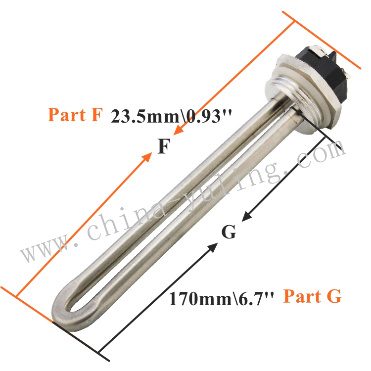 1'' NPT 12V DC 600W หน้าแปลน Immersion Water เครื่องทำความร้อน องค์ประกอบความร้อน - ภาพ 2