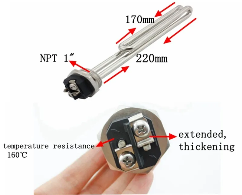 1500 Watt 220 Elemento de aquecimento de imersão de flange Volt para aquecedor de água - Imagem 5