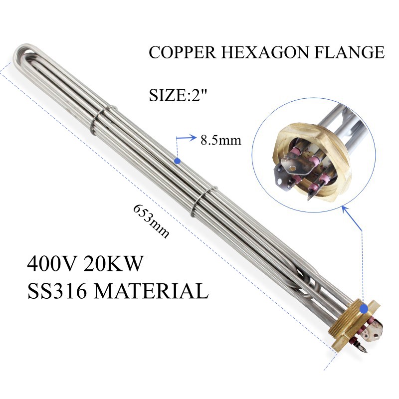 400V 20KW Electric Tubular Flange Immersion Heater Thread Screw Plug Water Heater Element - Image 5