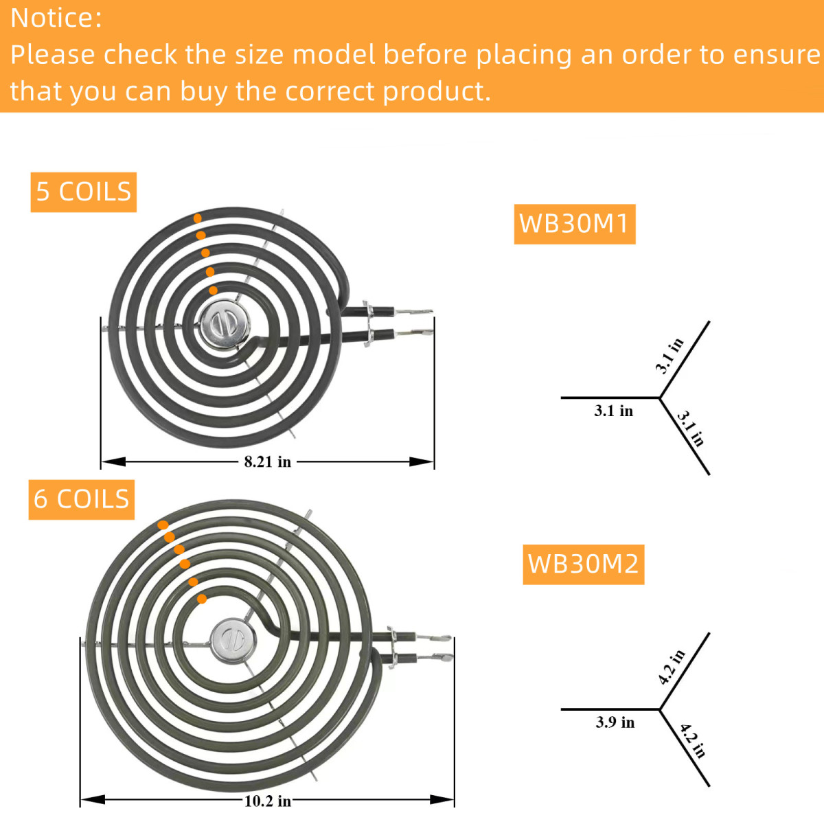 WB30M1 5 Turn 1325W 240V Burner Heating Element for Cooktop Parts - Image 5