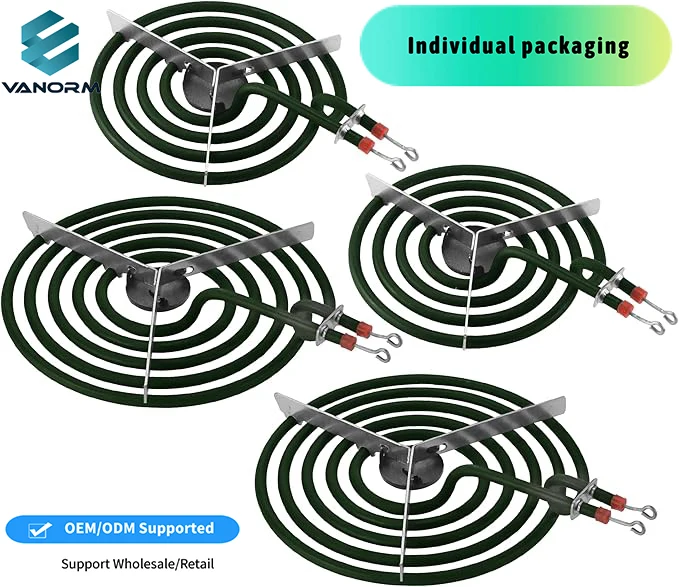 4 Pack MP22YA Stainless Steel Electric Range Burner Element Set 2x 6" MP15YA & 2x 8" MP21YA for Stove Oven 230v Voltage - Image 5