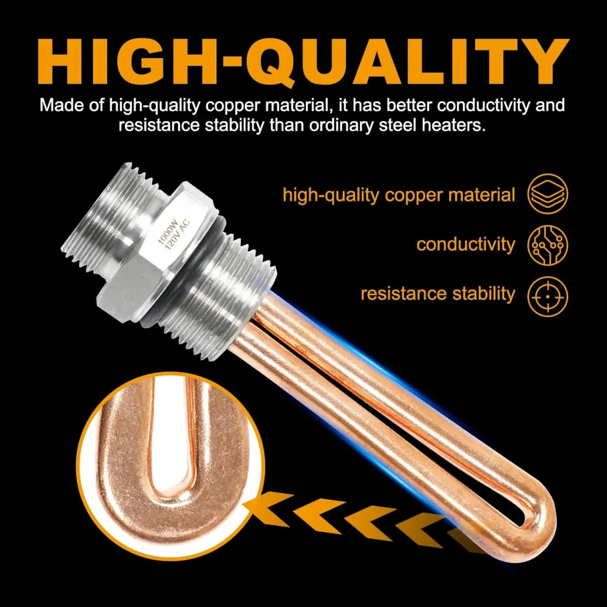 1000W 120V Stainless Steel Engine Block Immersion Heater 3500069 Heating Equipment - Image 3