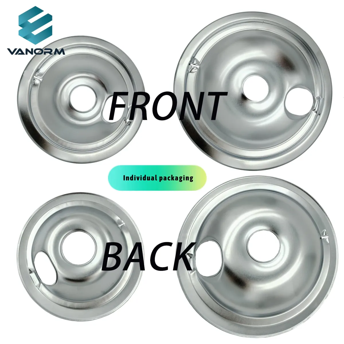 WB31T10010 WB31T10011 Chrome Range 4-Pack Heating Equipment Drip Pans Includes 2 6-Дюйм 2 8-Inch Drip Bowl Pans Compatible 230V - Изображение 4
