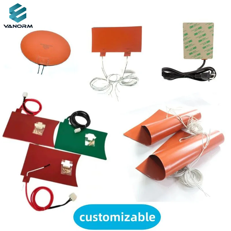 Beställnings 200 Degree Industrial Electric Flexible Heating Element 9v-220v 12v 36v 48v 120v 220v Pad Rubber Silicone Heater - Bild 4