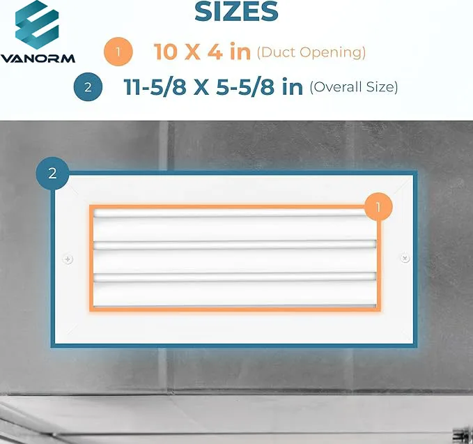 Moderne 10*4" Sleek Grille Diffuser 2 Slot Linear HVAC Air Vent Ceiling Register for Outdoor HVAC Systems Made of Aluminum Alloy - Image 5