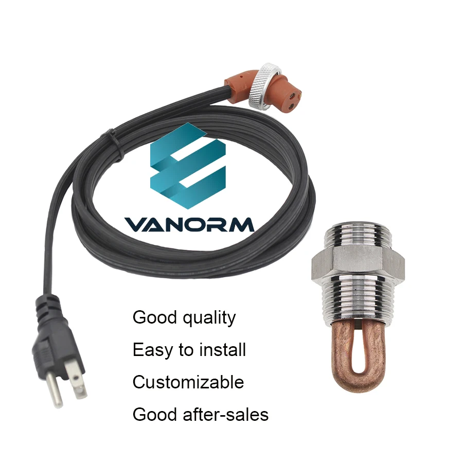 11409 Engine Block Immersion Heater with 3/4" NPT Brass Adapter 120V 400W Automatic 120 Volts Motor Approved