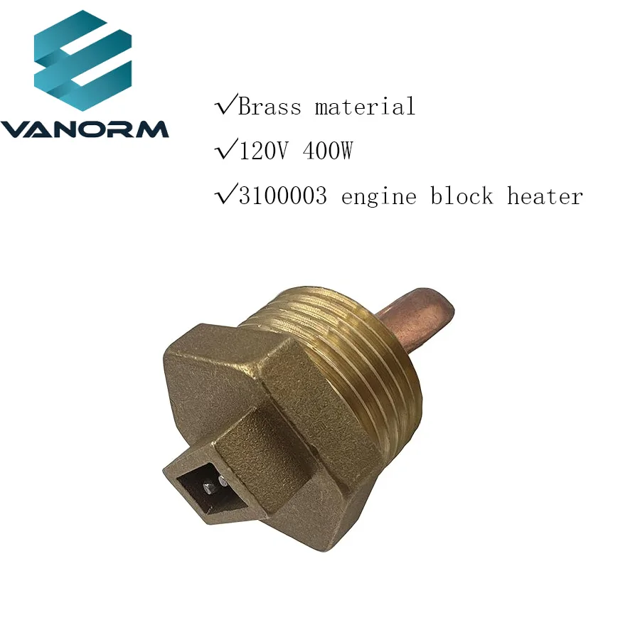 3100003 Engine Block Immersion Heater 400 Watts 120 Volts Stainless Steel 1" NPT Thread Brass Adapter without Wire - Image 4
