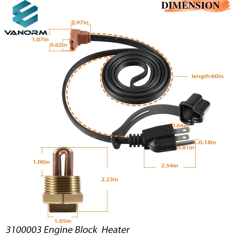 3100003 Engine Block Immersion Heater 1" NPT Thread Brass Adapter 400 Watts, 120 Volts - Image 3