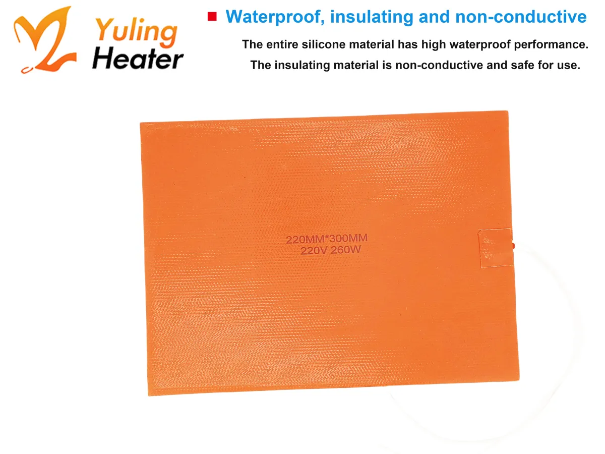 Customized 220V 260W Silicone Rubber Heater Pad 220*300mm Flexible with Glue for Heating Equipment - Billede 4