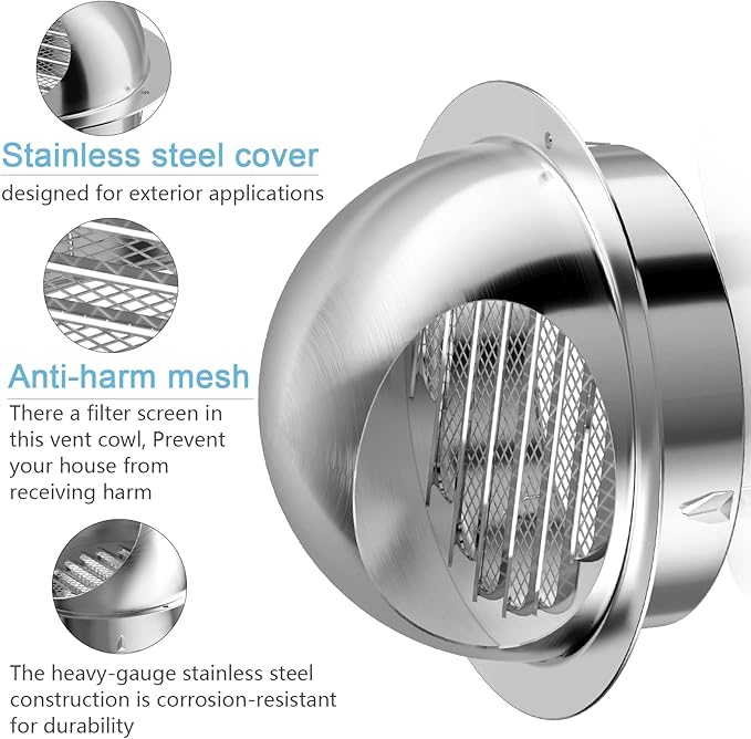 Modern Soft Stainless Steel Wall Exhaust Hole Cover New Design Screen for Outdoor Ventilation System Registers & Grilles - Immagine 6