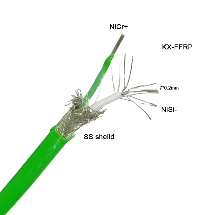 260 Degree High Temperature FEP/PTFE SS Shield K Type Thermocouple Wire KX Extension Wire & Cable KX-FFRP 2*7*0.2mm