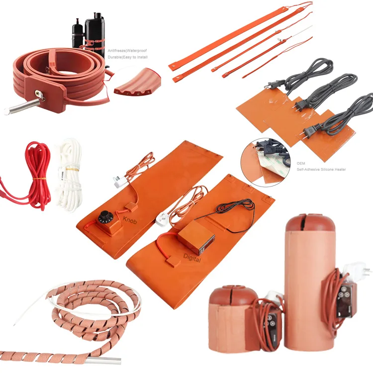 220v OEM Flexible Silicone Rubber DC Electric Heater Mat Silicone Rubber Plate Heater Element Pad Printer Drain Pipe Heater