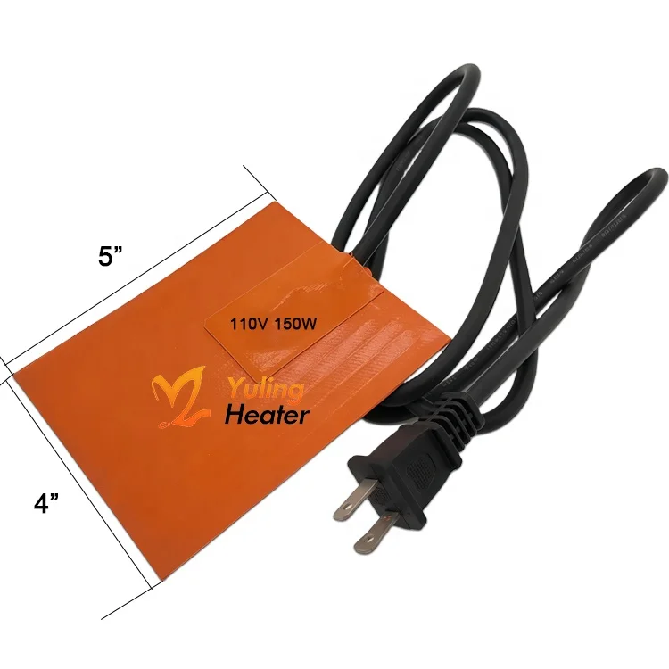 4x5" Silicone Car Heating Pad Engine Oil Heater Pad Self-Adhesive Oil Pan Engine Block Heating Element with Thermal Protector