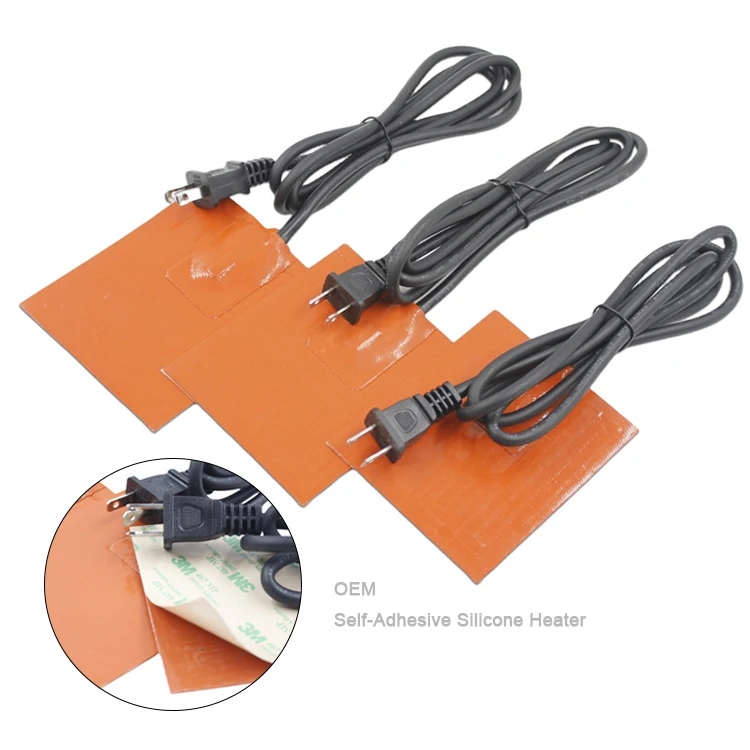 Silicone Car Heating Pad Engine Oil Heater Pad Self-Adhesive Oil Pan Engine Block Heating Element with Thermal Protector
