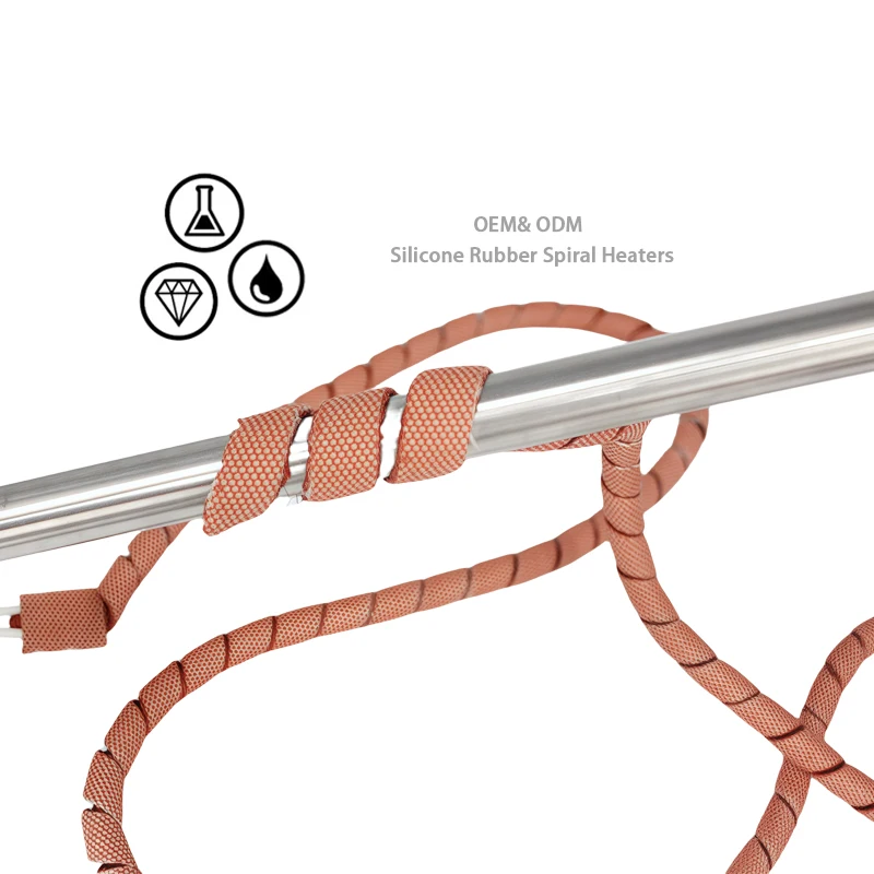200C Electric Heater Strip Silicone Heating Tape Silicone Rubber Spiral Heaters Heating Cable Wrap for Pipe Freeze Protection