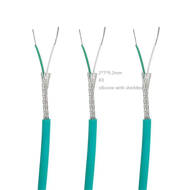 2*7*0.2mm Cavo di prolunga per termocoppia tipo k in silicone morbido Cavo di prolunga con schermatura Cavo per termocoppia KX/KC per sensore di temperatura di prova