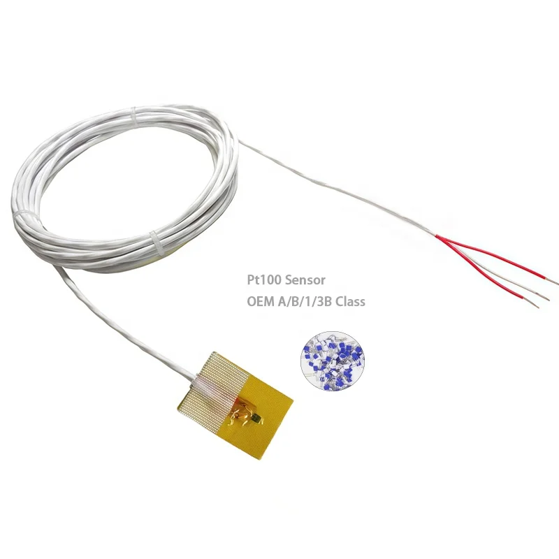 25mmx19mm Rtd Sensors PT100 Self-Adhesive Polyimide Fast Response Surface Mount Stick on RTD Sensor 260C 3 Wire 4 Wire