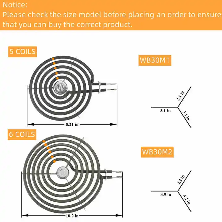 WB3M01 304 Stainless Steel Oven Heating Element Electric Coil Tubular Heater Electric Stove Burners Replacement Element 1.35KW - Pilt 5