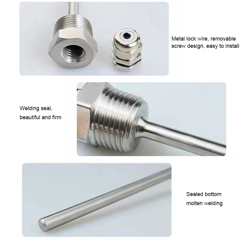 OEM 1/2" 3/8" 3/4" Thread Waterproof Water Tank Stainless Steel Protective Cover Solar Energy Temperature Probe - Image 3