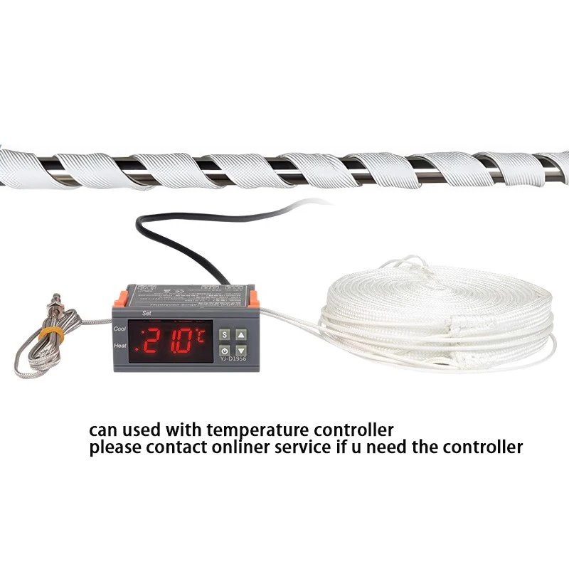 500C High Temperature Fiberglass Braid Heating Belt/electric Power Cable Heat Trace Cable Heating Tape for Pipeline - Image 4