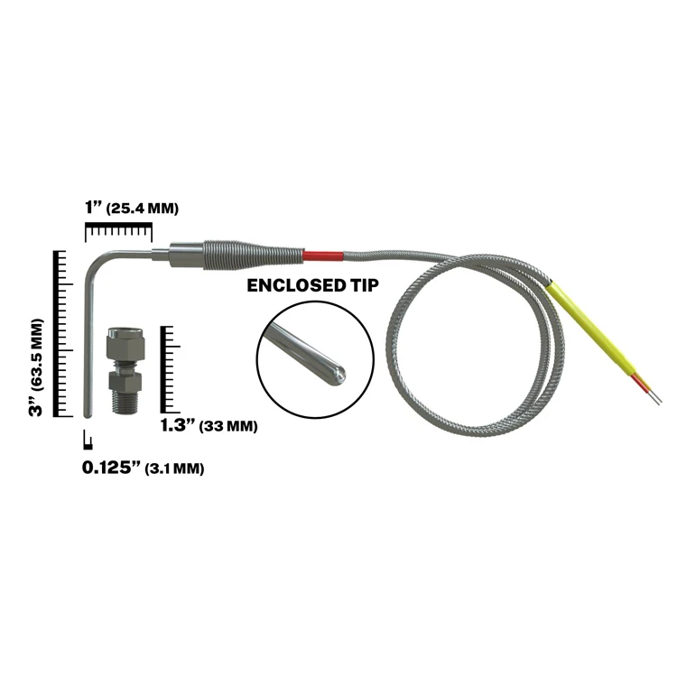 1/8" Diameter EGT Probe Exhaust Gas Temperature Sensor K Type Thermocouple 0-1150 Degree Egt Sensor for 2-Stroke Engines