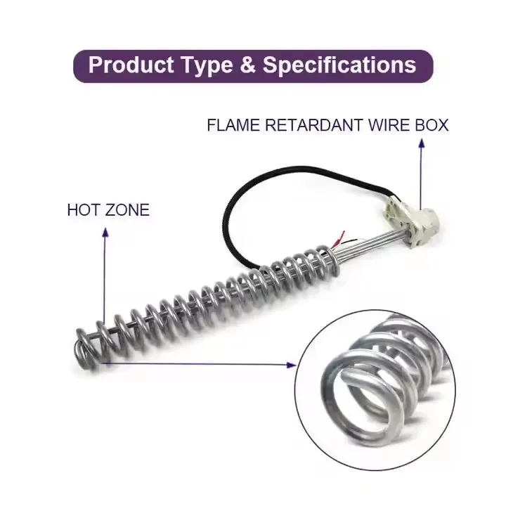 220v 380v 3kw PTFE Coated Immersion Tubular Heating Electric Anti Corrosion PTFE Water Heater for Sink - Image 2