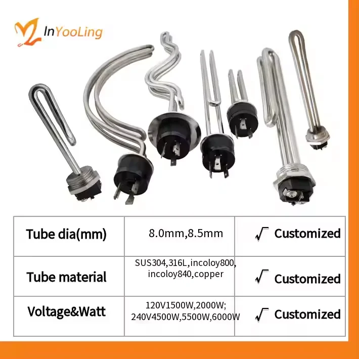 OEM 220v High Watt Density Water Heating Element Immersion Tubular SS304 Fold Back Type Heating Element Brewing Heater - Kép 6