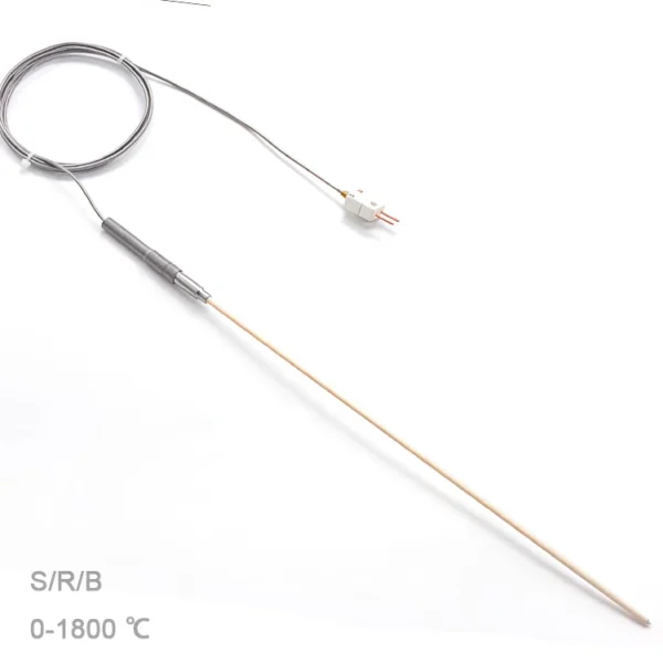 OEM 6mmx100mm 1600 Degree Small Platinum Handle S Type Thermocouple High Temperature PtRh Sensorfor Muffle Furnace Kiln