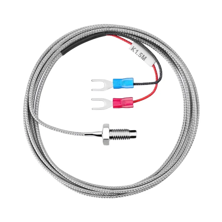 M6 Threaded Bolt K Type Screw Thermocouple 1200c Temperature Sensor With Stainless Steel Shielding Thread Thermocouple 0.5m 1m - Pilt 2