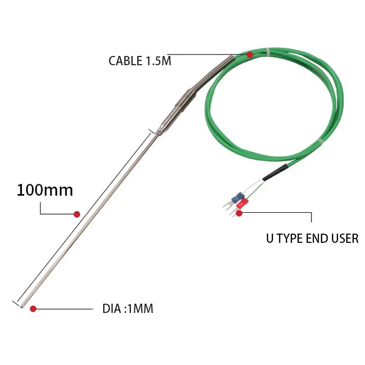 1*100mm Flexible K Type Thermocouple 1200c INCONEL600 Bendable Sheath Superalloy Temperature Sensor Probe PT100 Rtd WRNK-191 - Image 6