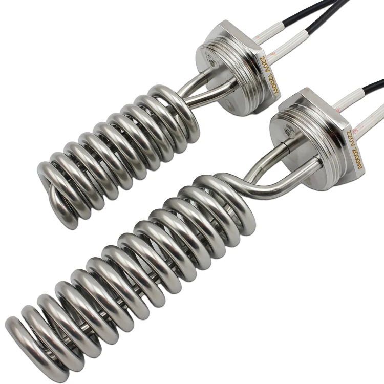 OEM 220V Spiral Immersion Electric Coffee Kettle Heater 8mm Diameter Heating Element Tubular Heater with Flange