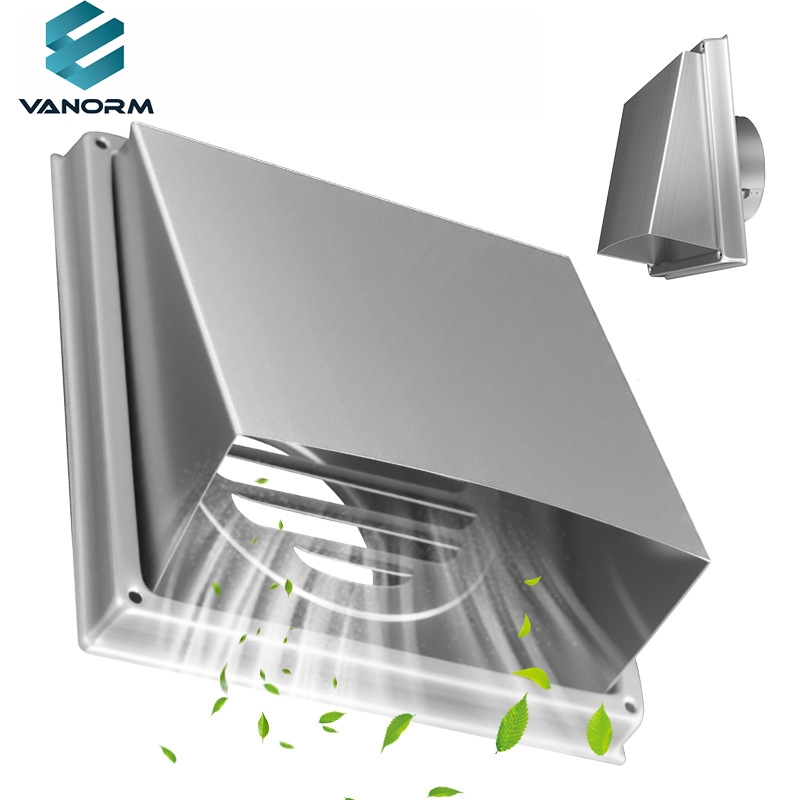 304 Stainless Steel Movable square Exhaust Vent Exterior Rain Cap Ventilation Grille Louver Ventilation Cap Air Vent