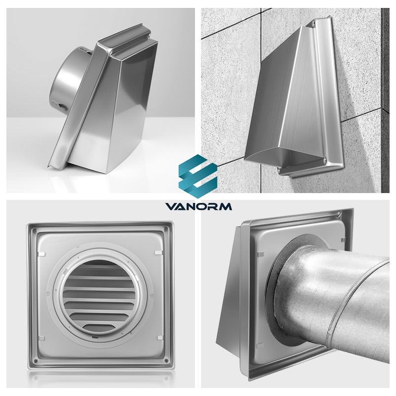 304 Stainless Steel Movable square Exhaust Vent Exterior Rain Cap Ventilation Grille Louver Ventilation Cap Air Vent - Image 3