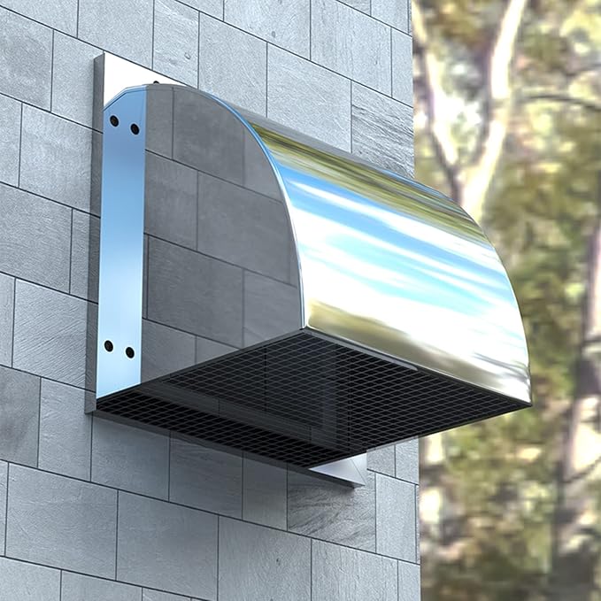 Wall-Mountable Square Vent Stainless Steel Exterior Wall Windscreen Kitchen Vent Hood Range Hood Air Outlet Exhaust Rain Cover