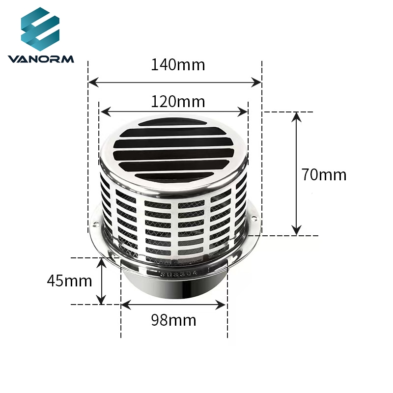 Stainless Steel Hood Rainproof Cover Ventilation Opening air Exchange Hood Range Hood Exhaust Fan Exhaust Outlet Exterior Outlet - Image 4