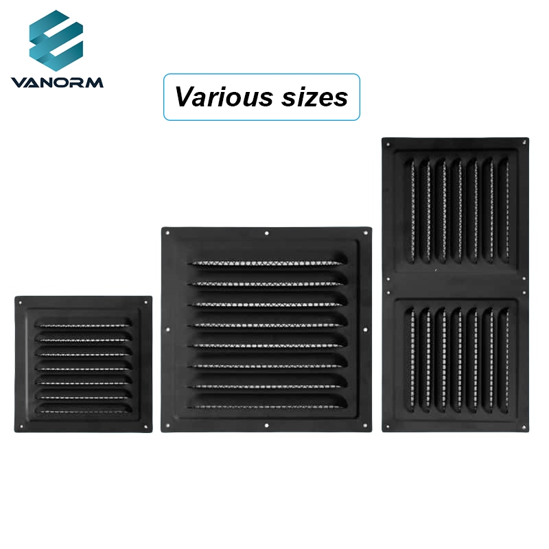 Stainless Steel Black Rainproof Square Louvre Outlet Square Window Exhaust Hood for Office Ventilation Air Conditioning Air Vent - Image 4