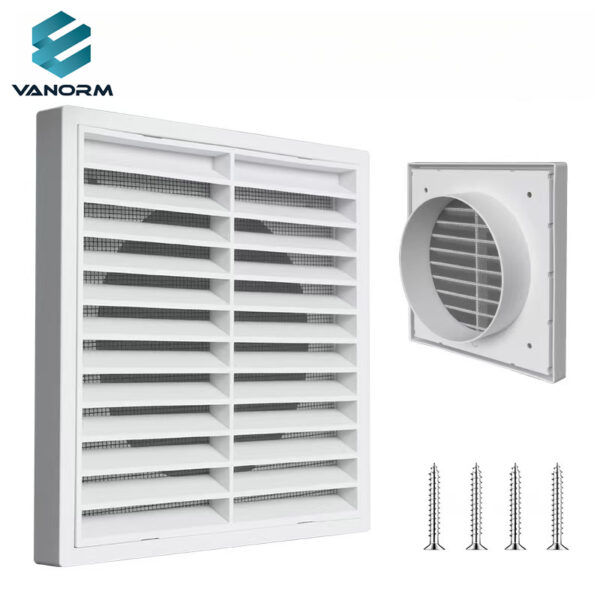 Modern Square Pipe Rainproof Ventilation Louvre Air Vent Hood and Outlet Cover for Bathroom with Sleek Opening Grille