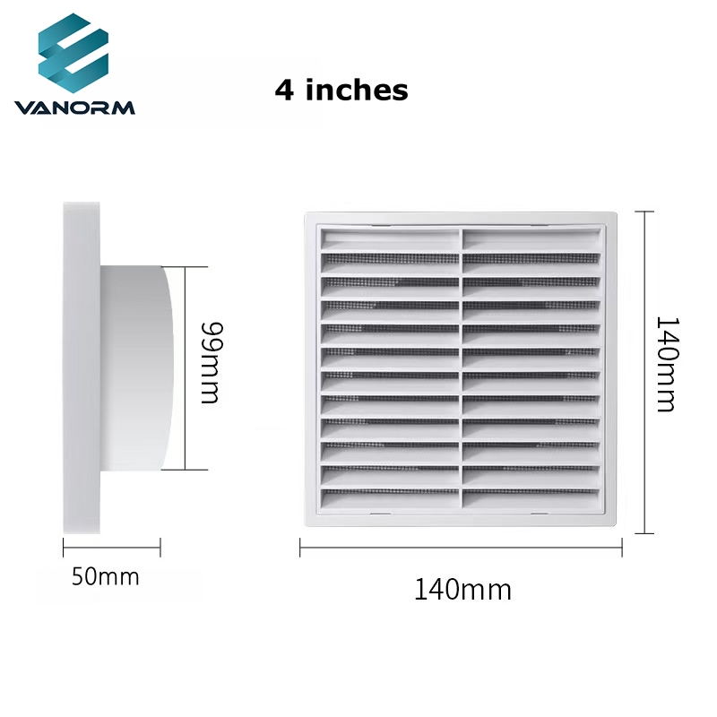Modern Square Pipe Rainproof Ventilation Louvre Air Vent Hood and Outlet Cover for Bathroom with Sleek Opening Grille - Imagem 4