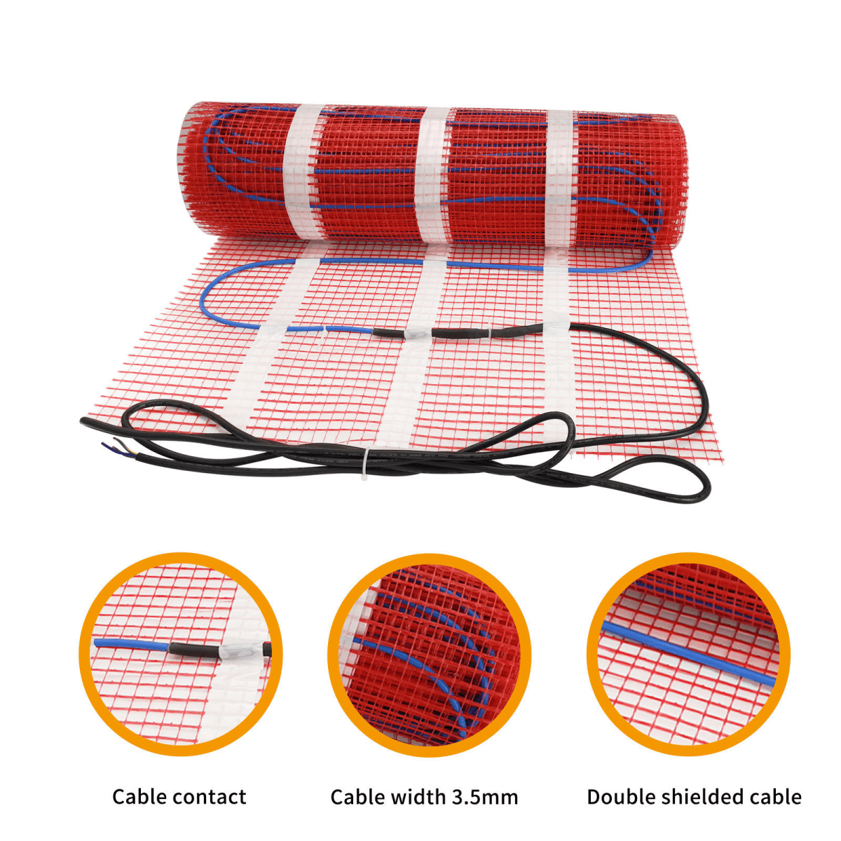 150/200W/square Meter Glass Fiber Heat Floor Electric Underfloor Heating Mat Flexible Heater for Home Use 220V Heating element - Imagem 3