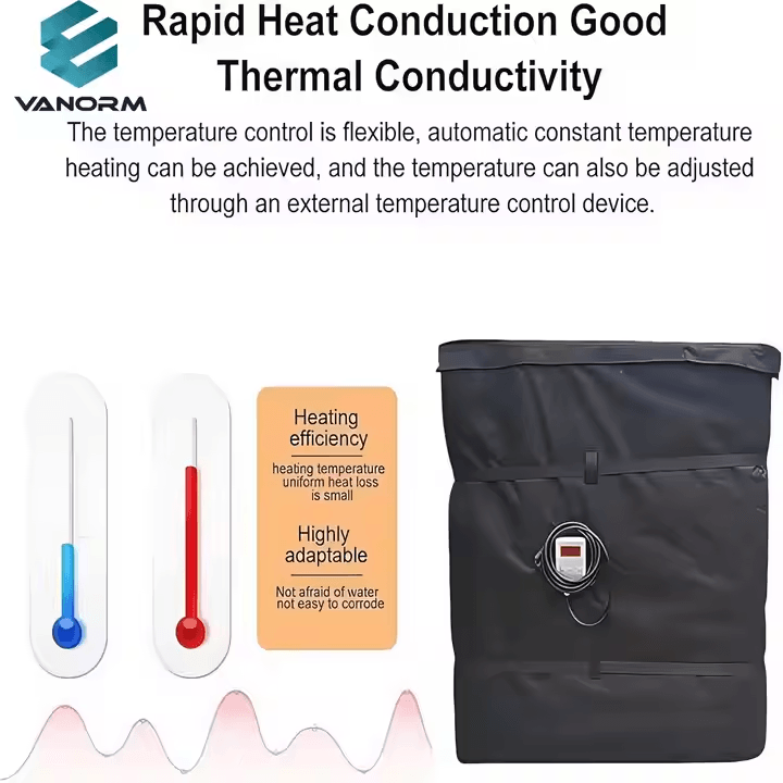 220V/230V Insulated Thermostat Jacket for Oil Drum Heaters 1000L IBC Heating Equipment New Durable Silicone Rubber Motor - Imagem 4