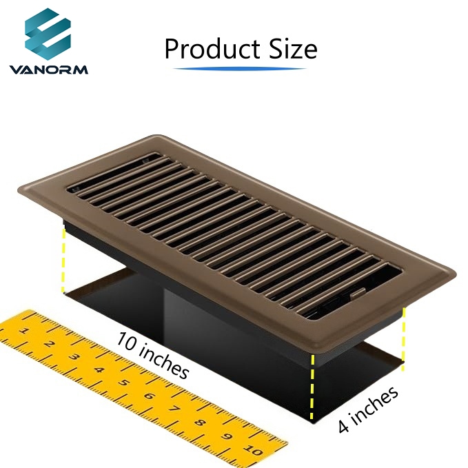 4" X 10" Brown Floor Register - Heavy Duty Walkable Floor Vents Easy Adjust Air Supply Lever Vent Covers for Home - Image 2