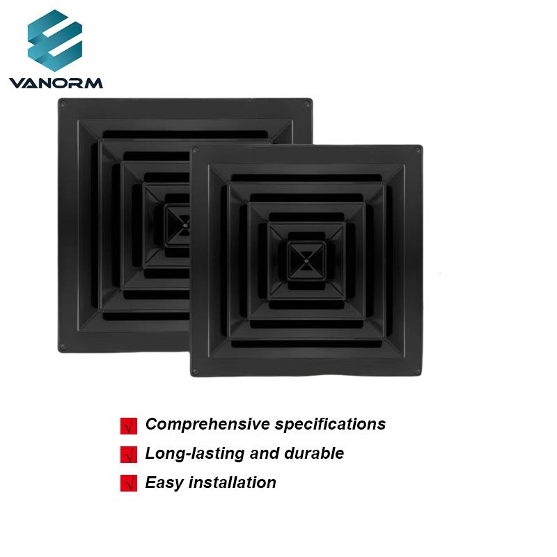 Black ABS Diffuser with square air Outlets for Central air Conditioning Four-sided air Discharge with Anti-condensation Function - Imagine 4