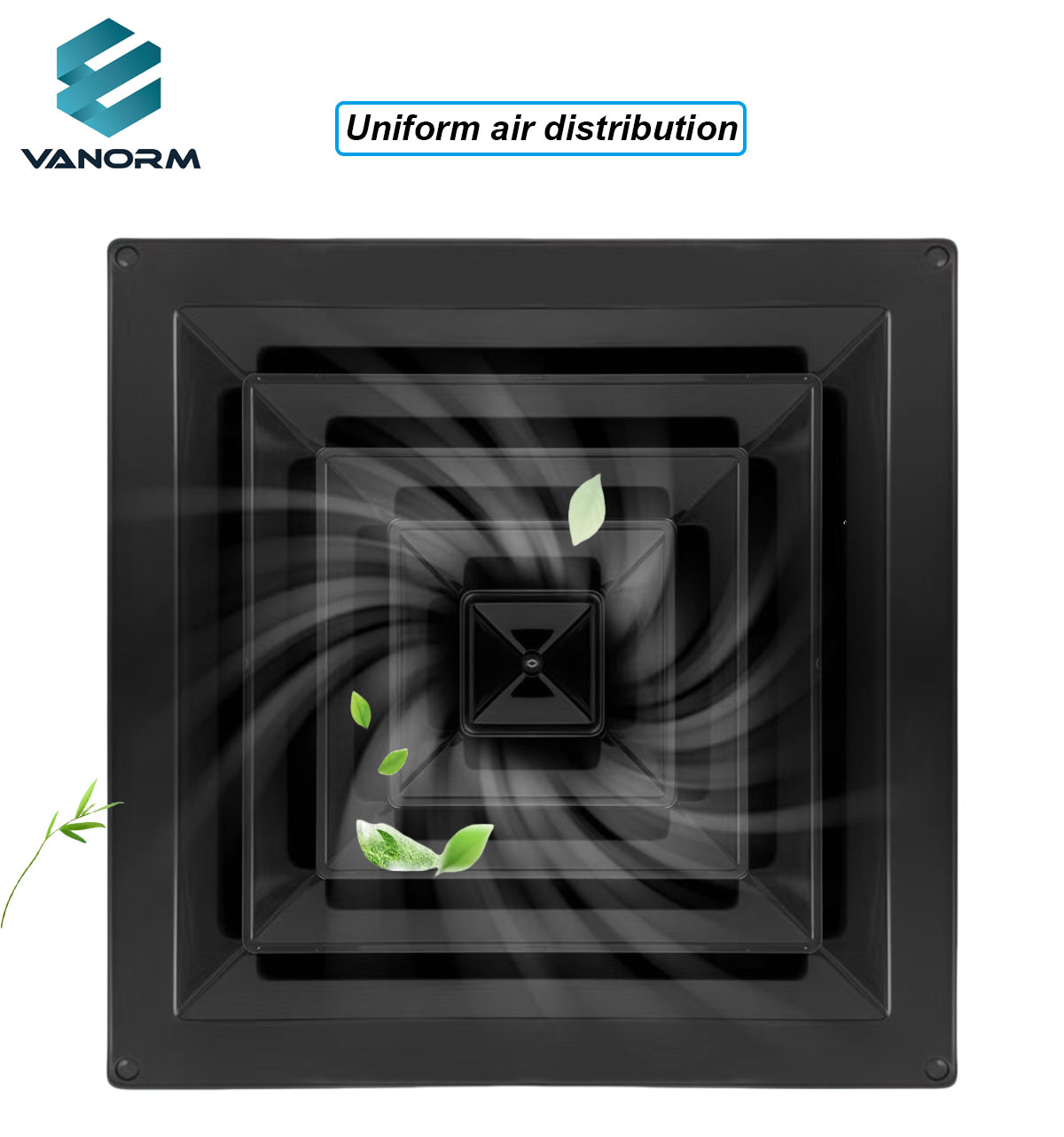 Black ABS Diffuser with square air Outlets for Central air Conditioning Four-sided air Discharge with Anti-condensation Function - Imagine 6