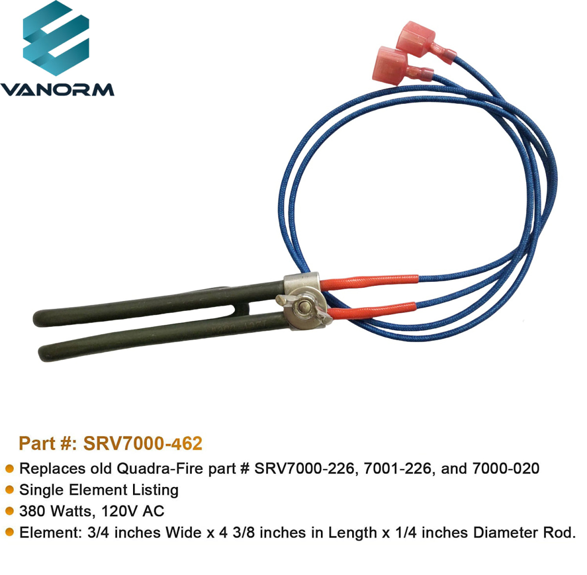 SRV7000-647 Pellet Stove Igniter Element 120V 300W Stainless Steel Automatic Competitive Price OEM Replacement Accessories - Image 2