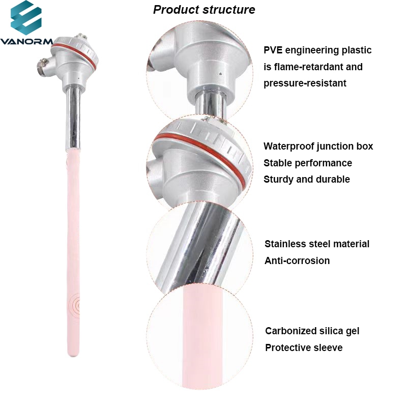 S-type Platinum-rhodium Thermocouple WRP-130B Type R Type High-temperature Corundum Tube Thermocouple Temperature Sensor - ภาพ 2