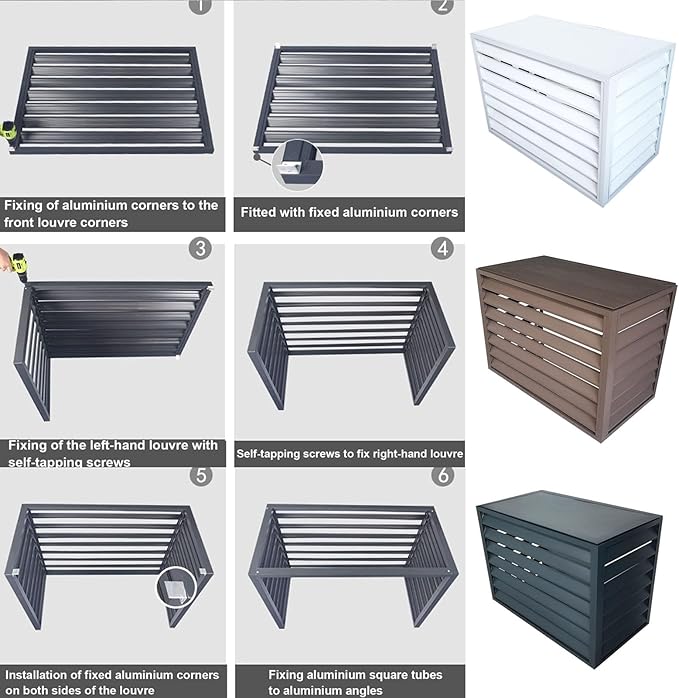 Brown Aluminum Mini Split Air Conditioner Cover Outdoor Aluminum Alloy Noise Reduction Shelf Plant Stand for Use - Image 5