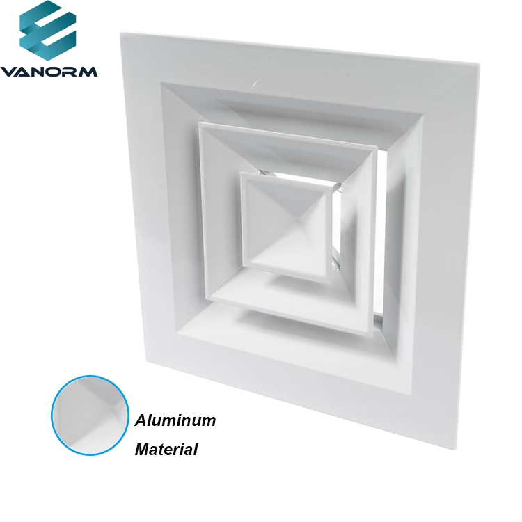 9" X 9" Inch Square Aluminum Ceiling Diffuser Industrial 4 Way Supply HVAC Horizontal Flow Duct Cover for Home Office Warehouse