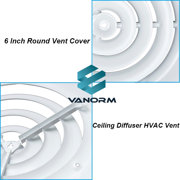 Modern 6-Inch Round Vent Cover Ceiling Diffuser HVAC Vent Duct Replacement with Easy Install Screws Outer Dimensions 9-15/16" - Image 4