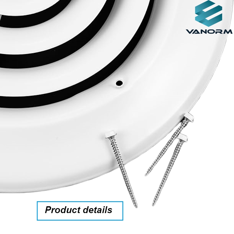 Modern 6-Inch Round Vent Cover Ceiling Diffuser HVAC Vent Duct Replacement with Easy Install Screws Outer Dimensions 9-15/16" - Image 5